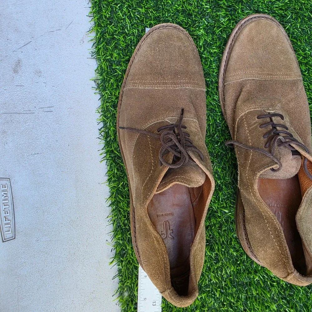 Frye James Crepe Oxford Tan Suede Cap Toe Mens Shoes 4001 D 12